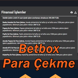 Betbox para çekme